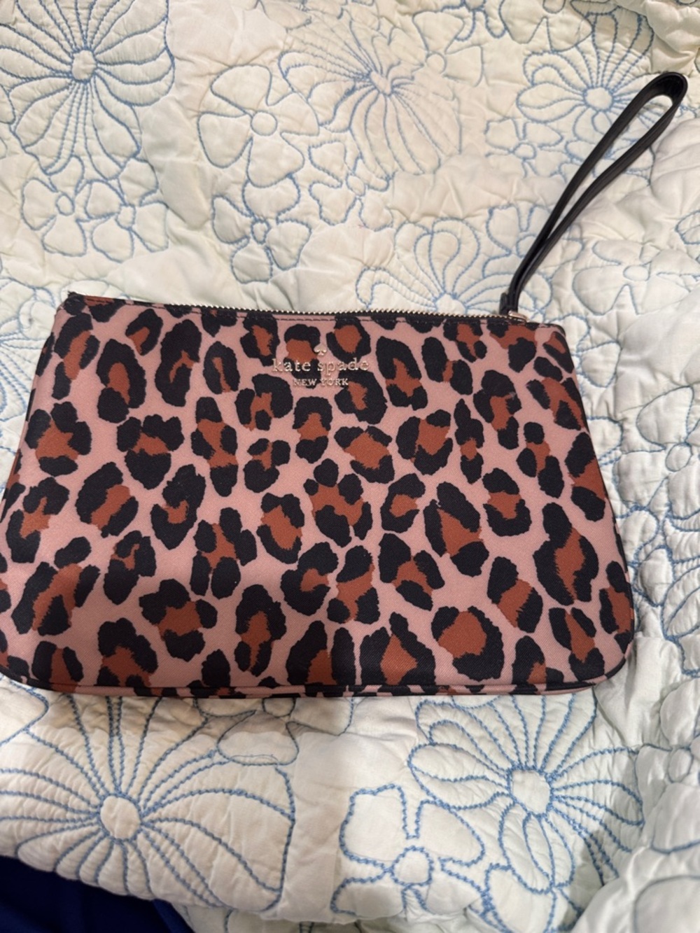 kate spade Pink Leopard Print Wristlet Clutch